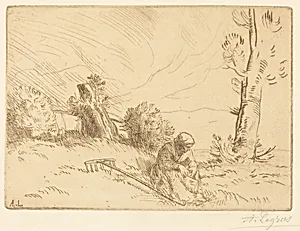 Peasant Woman Seated near a Hedge (Paysanne assise pres d'une haie) by Alphonse Legros