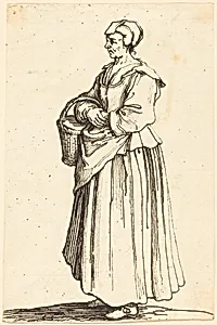 Peasant Woman with Basket, in Profile, Facing Left