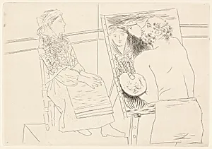 Peintre chauve devant son chevalet (Bald Painter at His Easel)