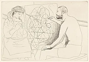 Peintre et modèle tricotant  (Painter and Model Knitting)
