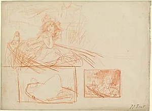 Pensive Girl Adrift in a Boat