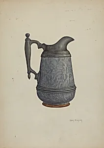 Pewter and Ceramic Pitcher