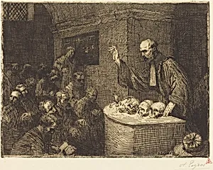 Phrenology Course, 2nd plate (Le cours de phrenologie) by Alphonse Legros
