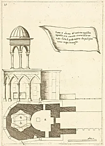 Plan and Elevation of the Church of the Holy Sepulchre by Jacques Callot