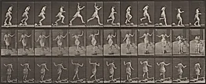 Plate Number 170. Jumping from stone to stone across a brook by Eadweard Muybridge