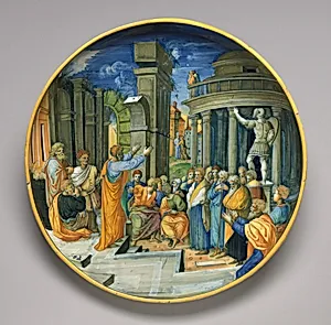 Plate with Saint Paul preaching at Athens