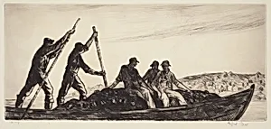 Poling the Seine Boat