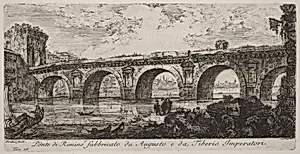 Ponte di Rimino fabbricato da Augusto e da Tiberio imperatore by Giovanni Battista Piranesi
