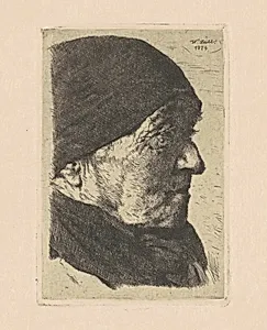 Portrait of an Old Peasant Woman, in Profile to the Right