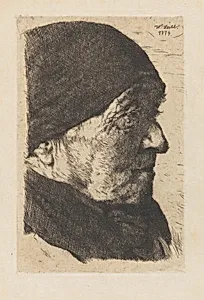 Portrait of an Old Peasant Woman, in Profile to the Right