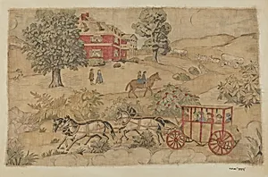 Printed Cotton with Genre Scenes
