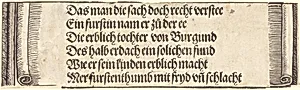 Printed text for "The Betrothal of Maximilian with Mary of Burgundy" by Albrecht Dürer