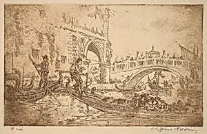 Procession Over Bridge by Ducal Palace, Venice