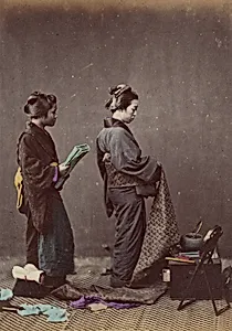 Putting on the Obi or Girdle