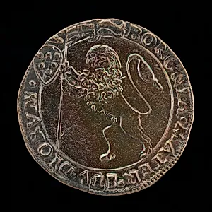 Rampant Lion Holding a Banner [reverse]
