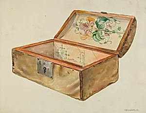 Rawhide Chest, with Lock (Inside View)