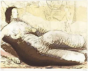 Reclining Woman on Yellow Background