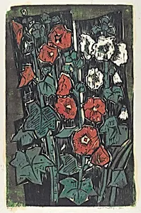 Red Hollyhocks