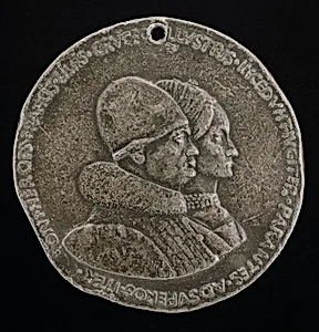 Rene d'Anjou, 1409-1480, King of Naples 1435-1442, and Jeanne de Laval, died 1498 [obverse]