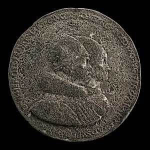 Rene d'Anjou, 1409-1480, King of Naples 1435-1442, and Jeanne de Laval, died 1498 [obverse]