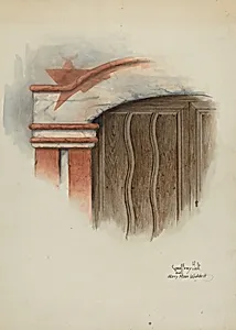 Restoration Drawing: Detail of Arch, Main Doorway, and Door, Mission-House