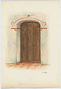 Restoration Drawing Wall Painting and Door, Facade Mission House