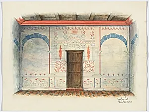 Restoration Drawing: Wall Painting; Door