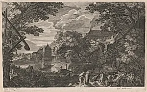 Riverscape with Fishermen by a Fortified Town
