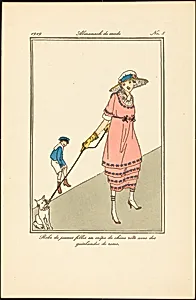 Robe de jeunes filles en crêpe de chine rose avec des guirlandes de roses.