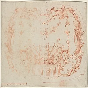 Rococo Wall Design with a Fountain and Swans [verso]