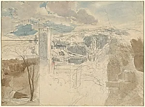 Ruins of a Fortified Tower among Wooded Hills [recto]