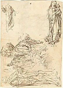 Saint Christopher, Saint John the Baptist, the Virgin and Child, and Christ Blessing (recto)