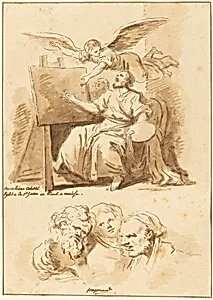Saint Luke at His Easel and Four Expressive Heads