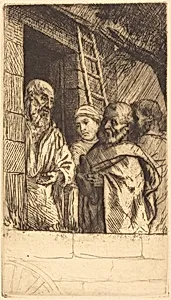Saint Peter and Saint Paul at the Door of Bonhomme Misere (Saint Pierre et Saint Paula la port du Bonhomme Misere) by Alphonse Legros
