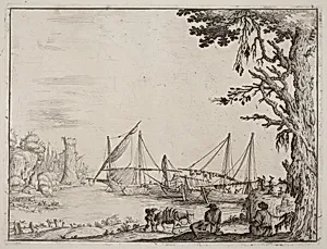 Seaport with Anchored Vessels