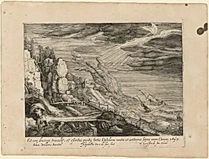 Seashore with HIgh Seas, a Ship, and the Prophet Elijah [God Helping the Israelites Fight the Moabites]