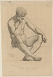 Seated Male Nude: Study for "Science" - Iowa State Capitol