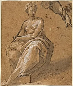 Seated Nude with Drapery