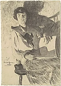 Seated Woman by Lamplight