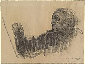 Self-Portrait of Left Profile, Drawing (Selbstbildnis im Profil nachs links, zeichnend),