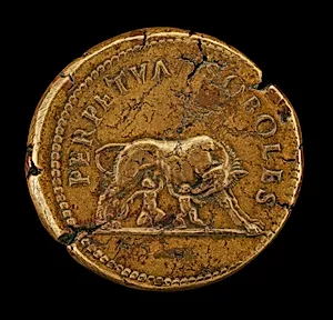 She-Wolf with Romulus and Remus [reverse]