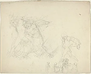 Sheet of Studies, including a Man Battling a Centaur by John Flaxman