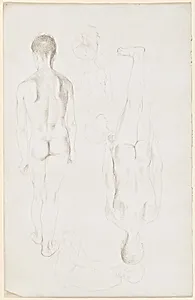 Sheet of Studies of Standing Male Nudes, Seen from Behind