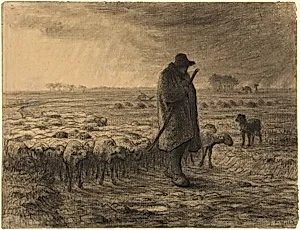 Shepherd Returning with His Flock by Jean-François Millet