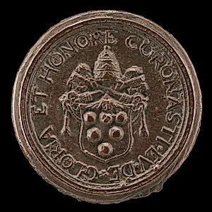 Shield with the Medici Arms, Surmounted by the Papal  Tiara and Crossed Keys [reverse]