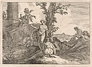 Six Nymphs and Two Cupids in a Landscape
