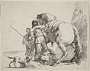 Soldier with Horse and Attendant by Giovanni Battista Tiepolo