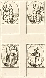St. Agatha; St. Dorothy; St. Romuald of Ravenna; St. Paul, Bishop of Verdun by Jacques Callot