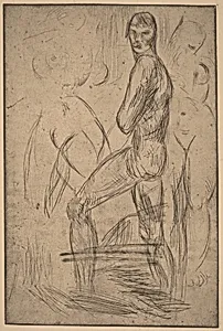 Standing Male Nude and Two Female Nudes