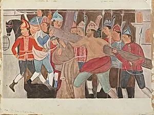 Station of the Cross No. 2: "The Cross is Laid on Jesus"